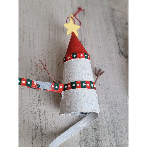 Vintage rustic Snowman Spiral heart ornament Xmas set - Picture 11 of 14